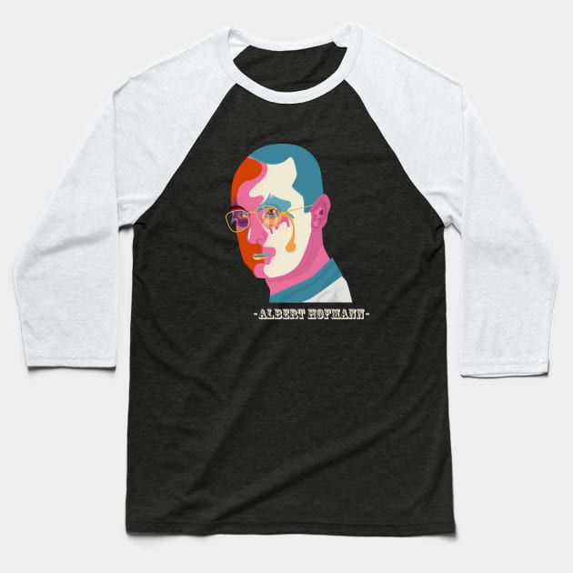 Albert Hofmann Portrait- Trip Style - colorful illustration Baseball T-Shirt by Boogosh